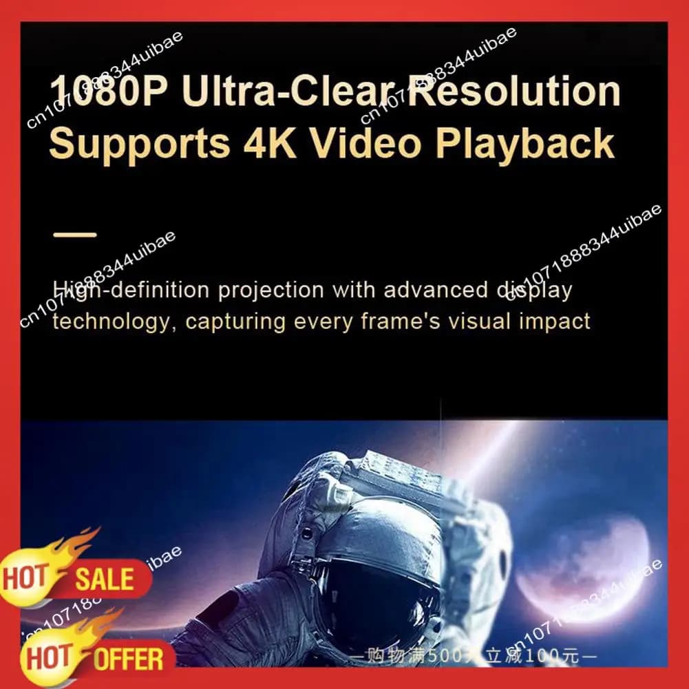Mini proiettore B47C Mini proiettore 1080P Regolazione altezza Videoproiettore home theater supportato portatile Spina UK