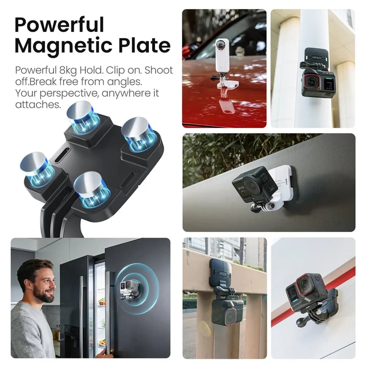 Magnetic Neck Mount for Black Neck Mount for Action Cameras ABS + PC + Silicone