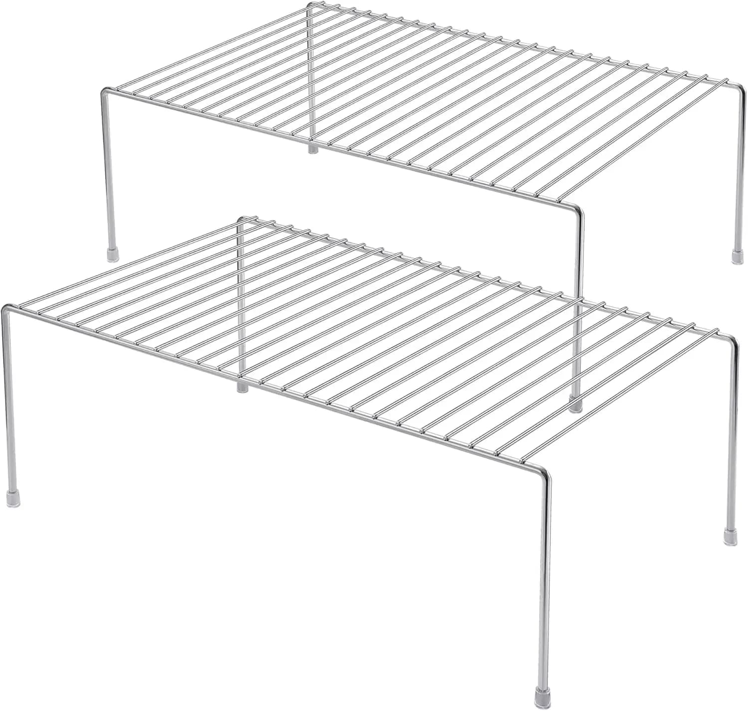 Set di 2 Grandi Ripiani Metallici Antiruggine (15,7 x 9,4 Pollici) per Armadietti da Cucina, Scaffale Porta Spezie