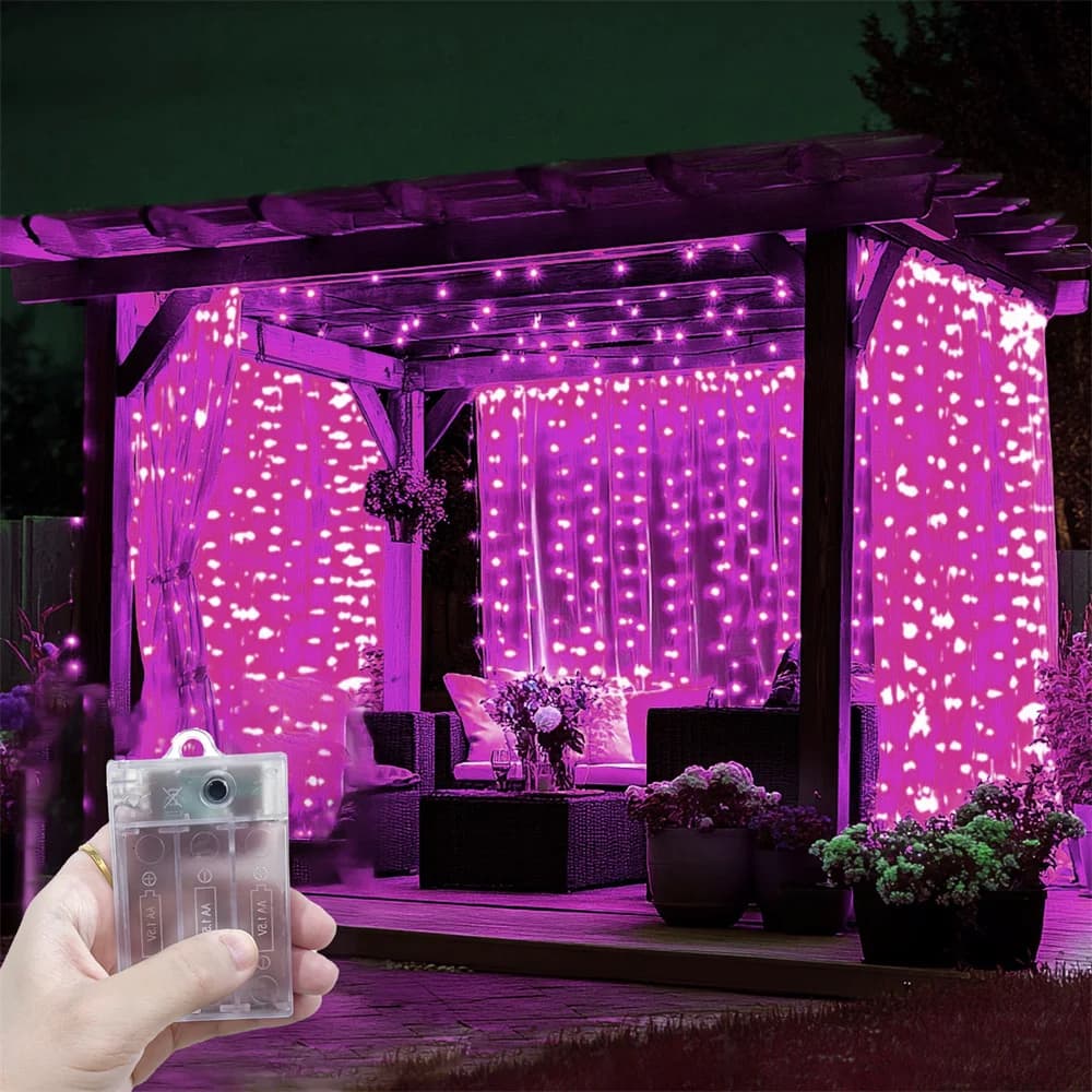 Decorazione Ramadan 2026, Luci a Tenda LED a Batteria per San Valentino, Decorazione Esterna, Illuminazione Fatata per Casa, Eid Mubarak, Matrimonio