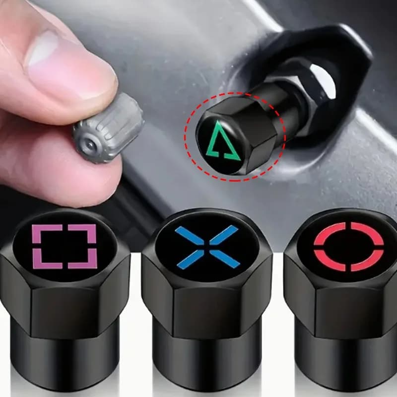 4 pz/set Auto Ruota Tappi Valvola Della Gomma Antipolvere Tasto di Gioco Simbolo Stelo del Pneumatico Copertura Dell'aria Tappi Valvola Del Pneumatico In Alluminio Moto Styling
