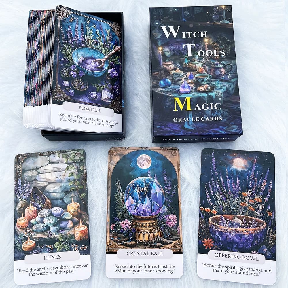 Witch Tools Carte Oracle Magiche 54 Pezzi, Mazzo di Guida Mistica per Principianti e Collezionisti, Estetica Strega, Messaggi Insightful