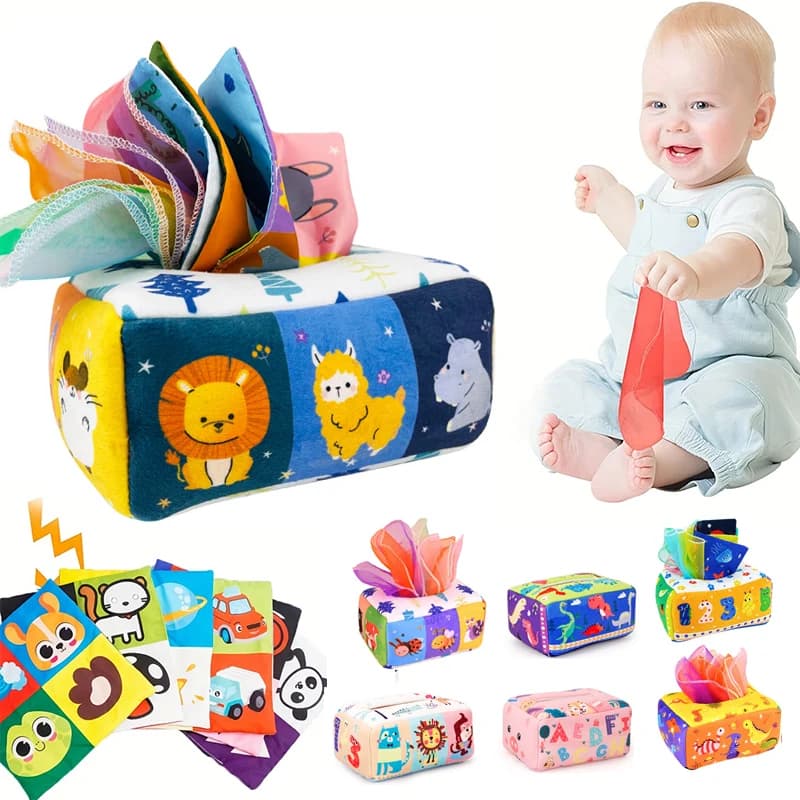 Exercise For Children's fingers Toy soothing Children's card box Toy Baby can't tear paper towel box Paper towel