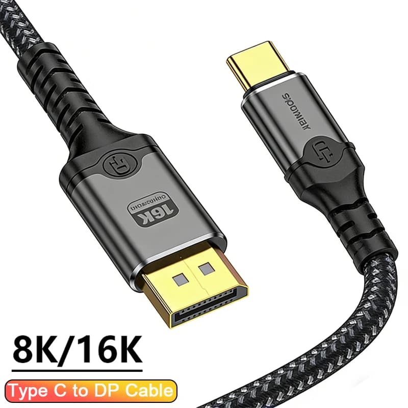 Cavo Type C a DisplayPort 2.1 16K@60Hz 8K@120Hz, Cavo USB C a DP Intrecciato per Cellulari, Notebook, Proiettori, Cavo Video