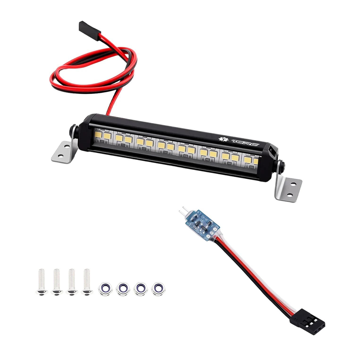 TCRC Aluminum Roof White LED Light Bar with CH3 Light Control Switch Set for Axial 1/8 AXP8 Gilamon Trail Buggy Upgrade