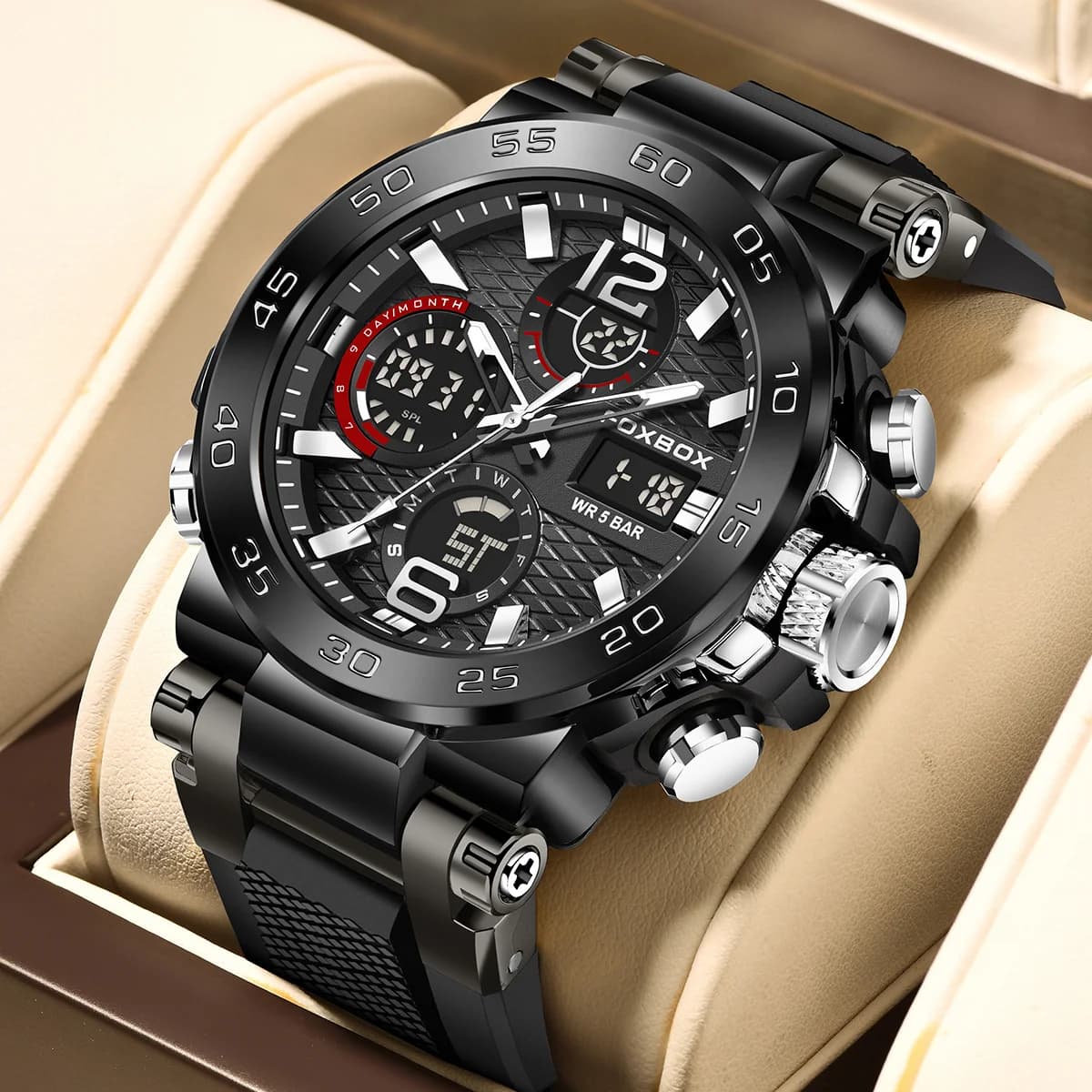 LIGE Luxury Men's Watch Fashion Men's Quartz Wrist Watch LED Display Luminous Waterproof Watches for Men Calendar Men's Sports Watch