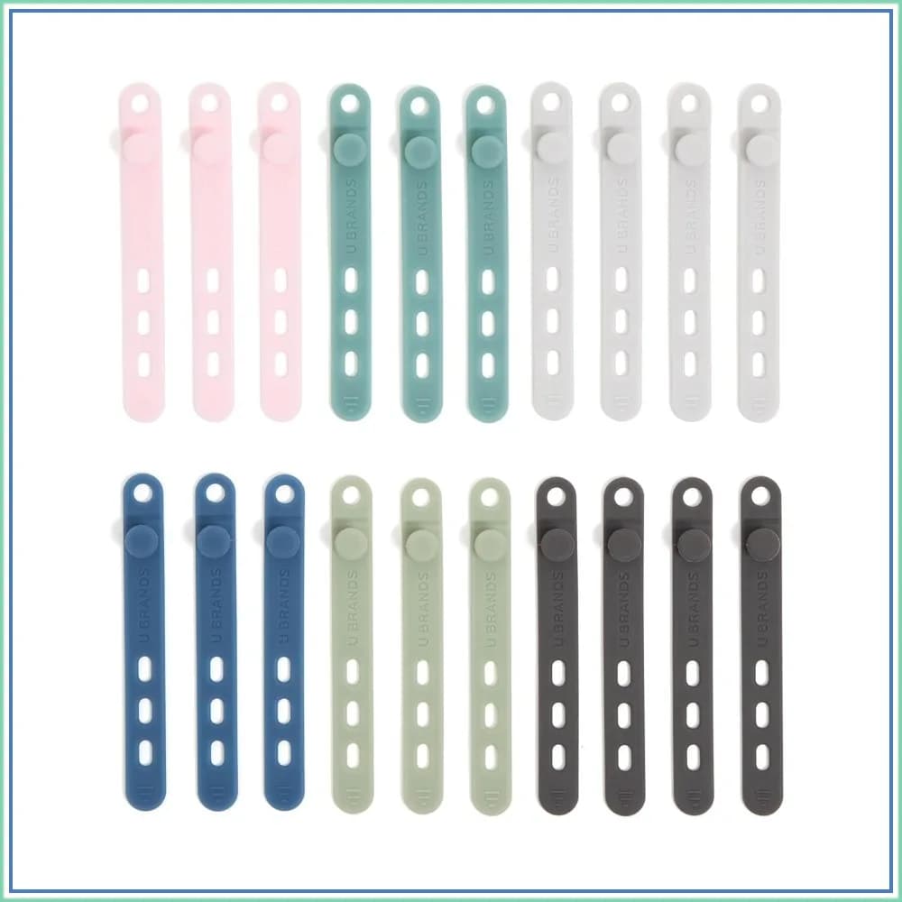 Reusable Silicone Cable Ties 20 Pack, Assorted Colors Cord Management for Desk, Office, Travel