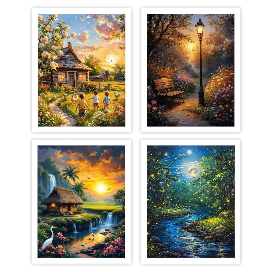 1pc frameless Diy Oil Painting By Numbers Landscape Canvas Art Painting Acrylic Paints On Canvas Drawing By Numbers Home Decorat