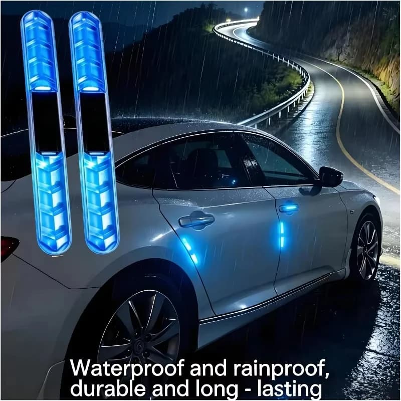 Solar Car Door Anti-collision Warning Light Colorful LED Flashing Safety Motorcycle Decorative Light Strip Night Driving Signs