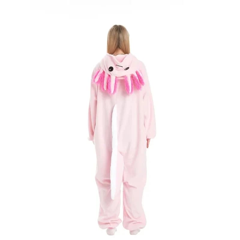 ♥ Nuovo Costume di Halloween 2026, Kigurumi Rosa per Adulti, Pigiama Deluxe a Forma di Axolotl, Abbigliamento per Feste, Pigiama Animale per Donne ★ ★