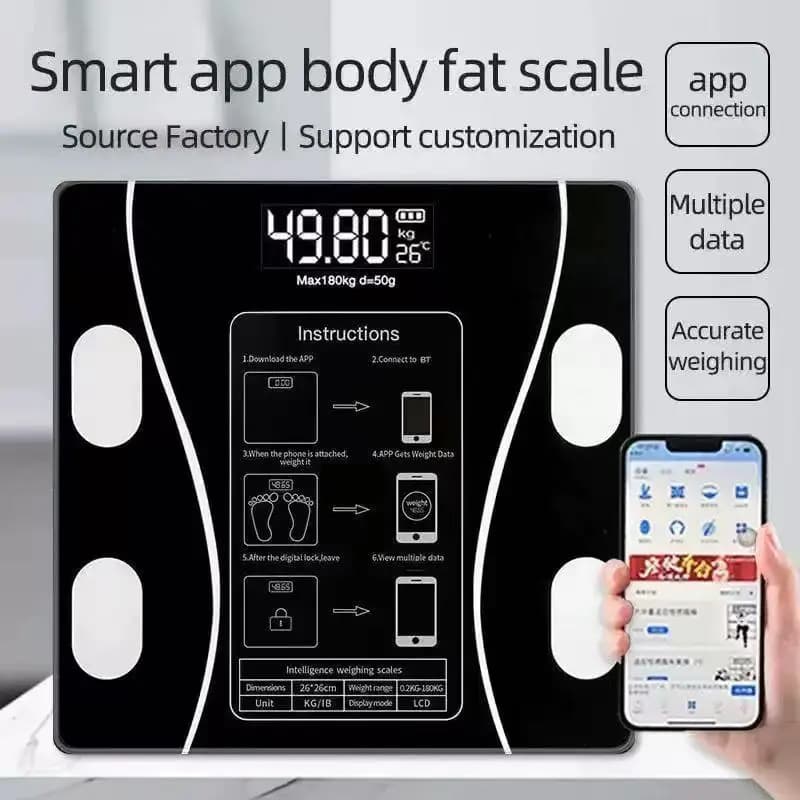 Smart Wireless Digital Body Fat Scale Bluetooth-Compatible Bathroom Weight Analyzer with Smartphone App for Body Composition