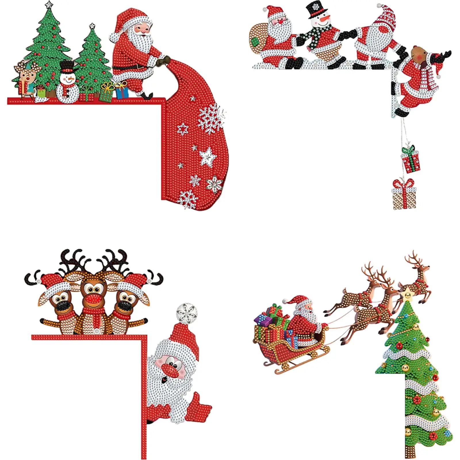 Set Decorativo Natalizio Fai-da-Te con Diamanti in PVC per Porte, Pendenti Decorativi per Angoli di Porte in PVC per Casa e Ufficio