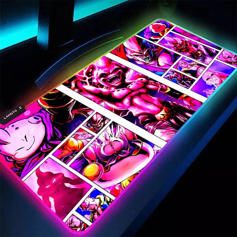 Carpet Mouse RGB 90x40cm DBZ Dragon Ball Majin Buu for Gamer PC Computer Extended Play Mouse LED Carpet Retroilluminated for Keyboard