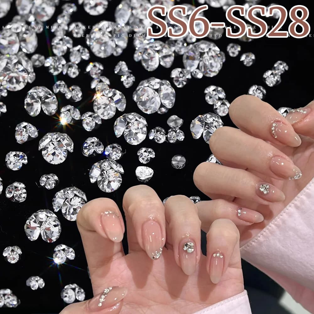 10 pz 2.5-8.5mm Super Sparkle K9 Nail Mucchio Diamanti Sfera Sparkle Mini Trasparente Mucchio Unghie Strass 3D Impilato Vetro Manicure Gemma