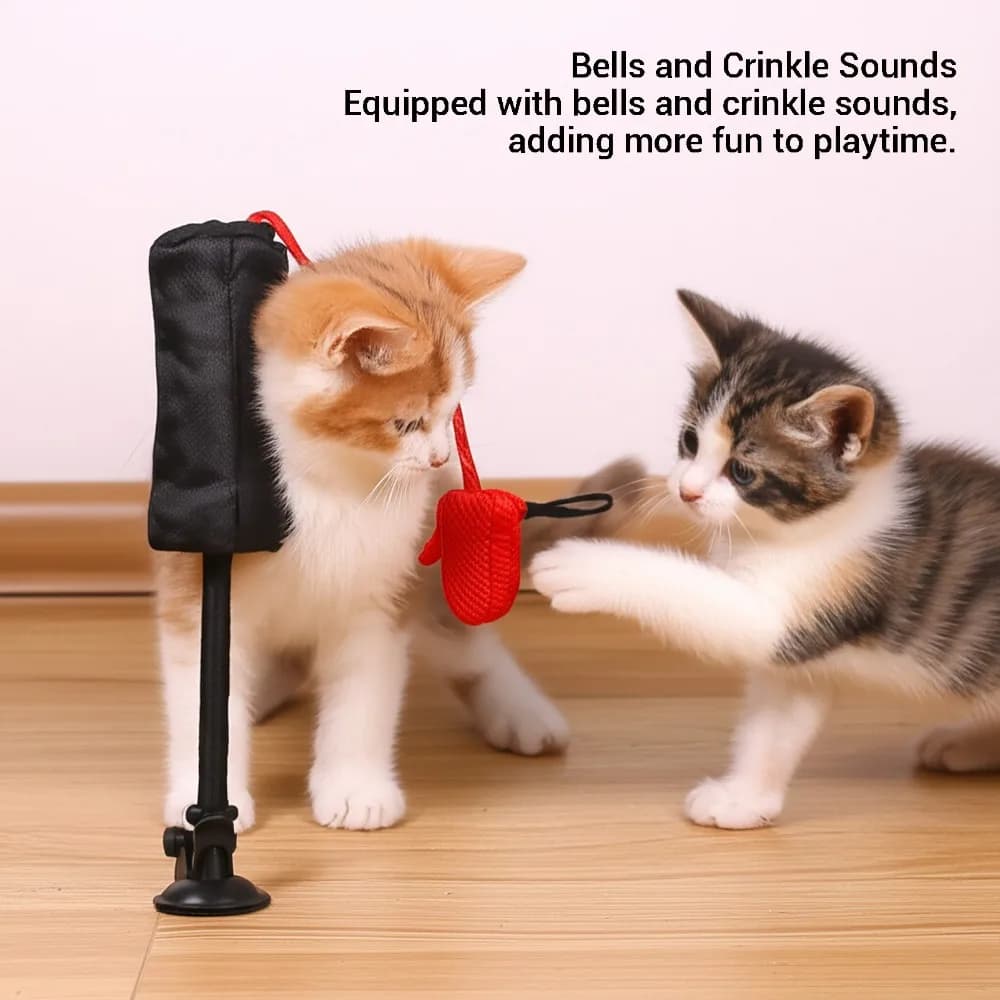 Spring Style Swing Cat Punching Bag Toy with Suction Cup Base Cat Training & Play System Cat Exercise Teaser Interactive Cat Toy