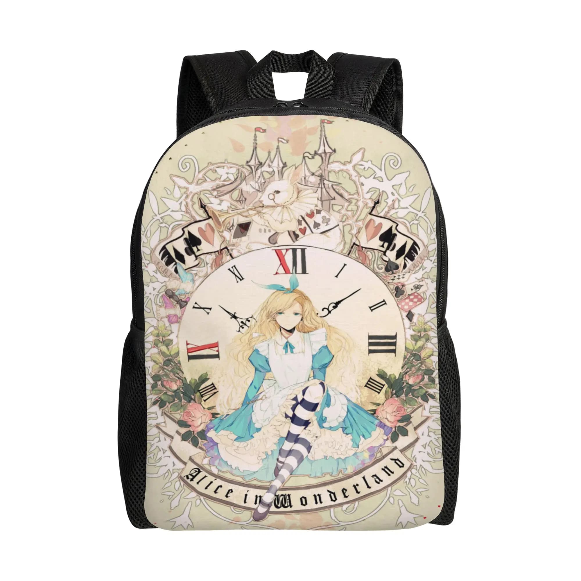 1 zaino Disney a tema fiabe, zaino da giorno Alice nel Paese delle Meraviglie, leggero, con chiusura a cerniera, per la scuola
