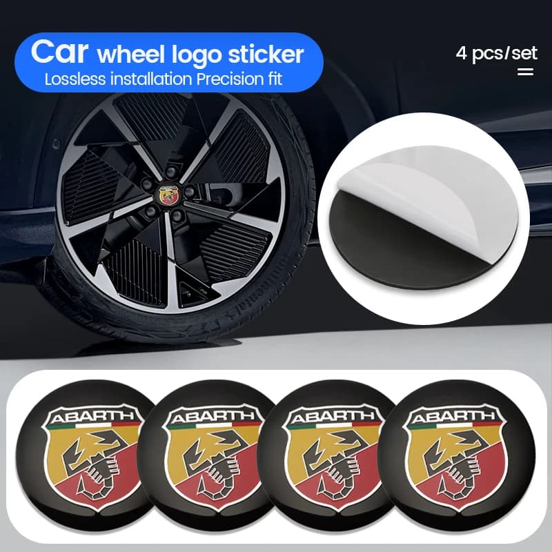 56mm Auto Emblem Wheel Hub Central Car Wall decals for FIAT Abarth 500 Great Stile Point Astra Bravo Pneumatic Center Cover Badge Decal