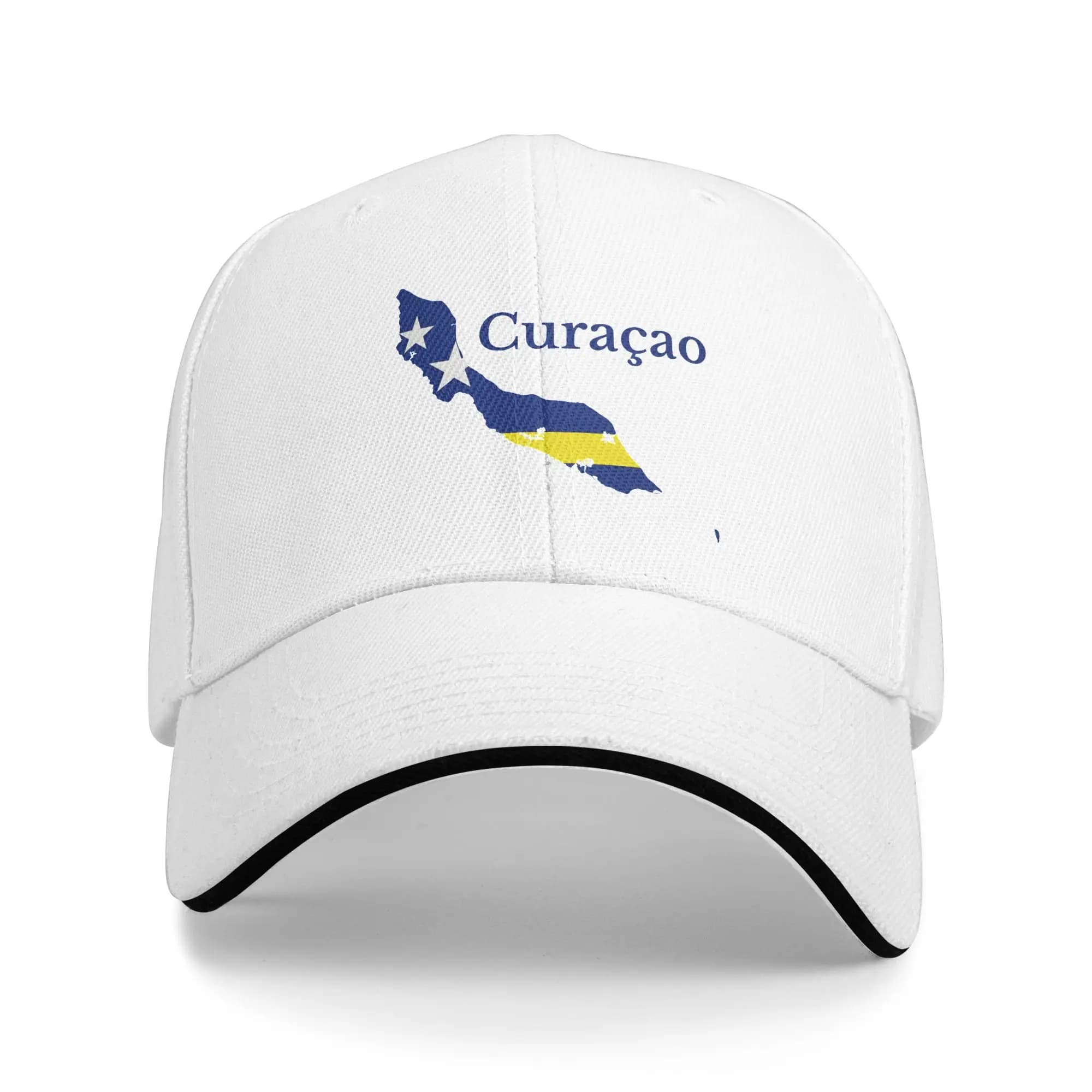 Cappellino da Baseball Curacao Vintage con Bandiera e Mappa dell'Isola, Cappello Regolabile per Uomo e Donna, Stile Dad Hat Sportivo