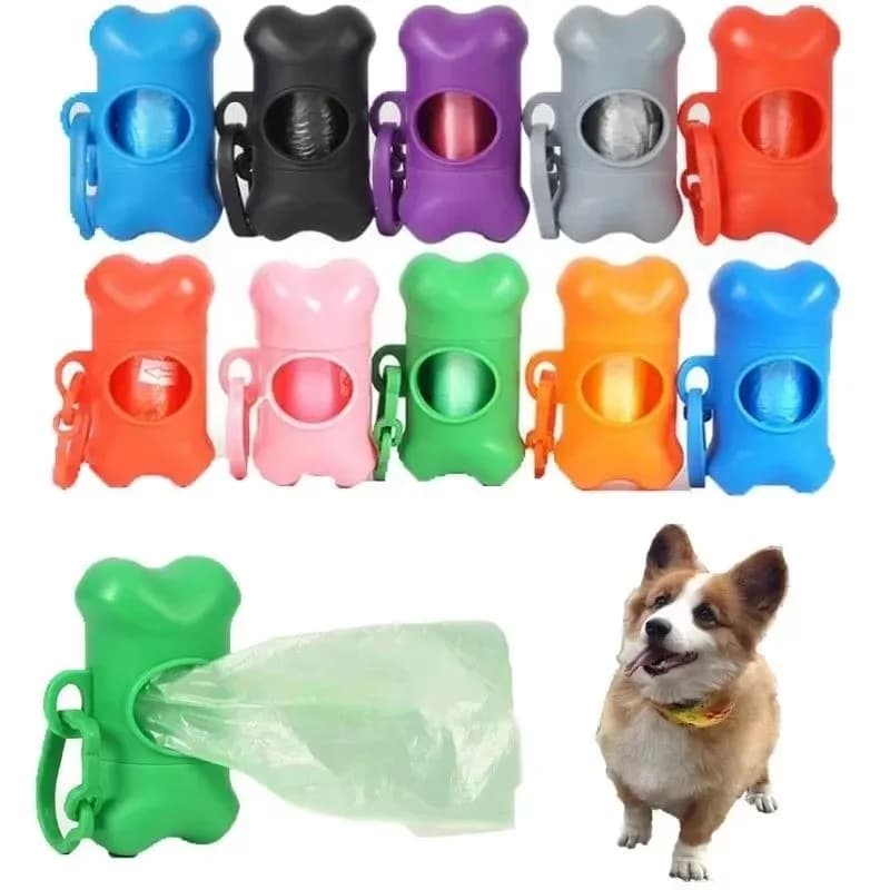 Dispenser per sacchetti a forma di osso da 1/3 pezzi, porta sacchetti usa e getta per deiezioni canine, custodia in plastica per sacchetti igienici, dispenser per sacchetti per la raccolta delle feci