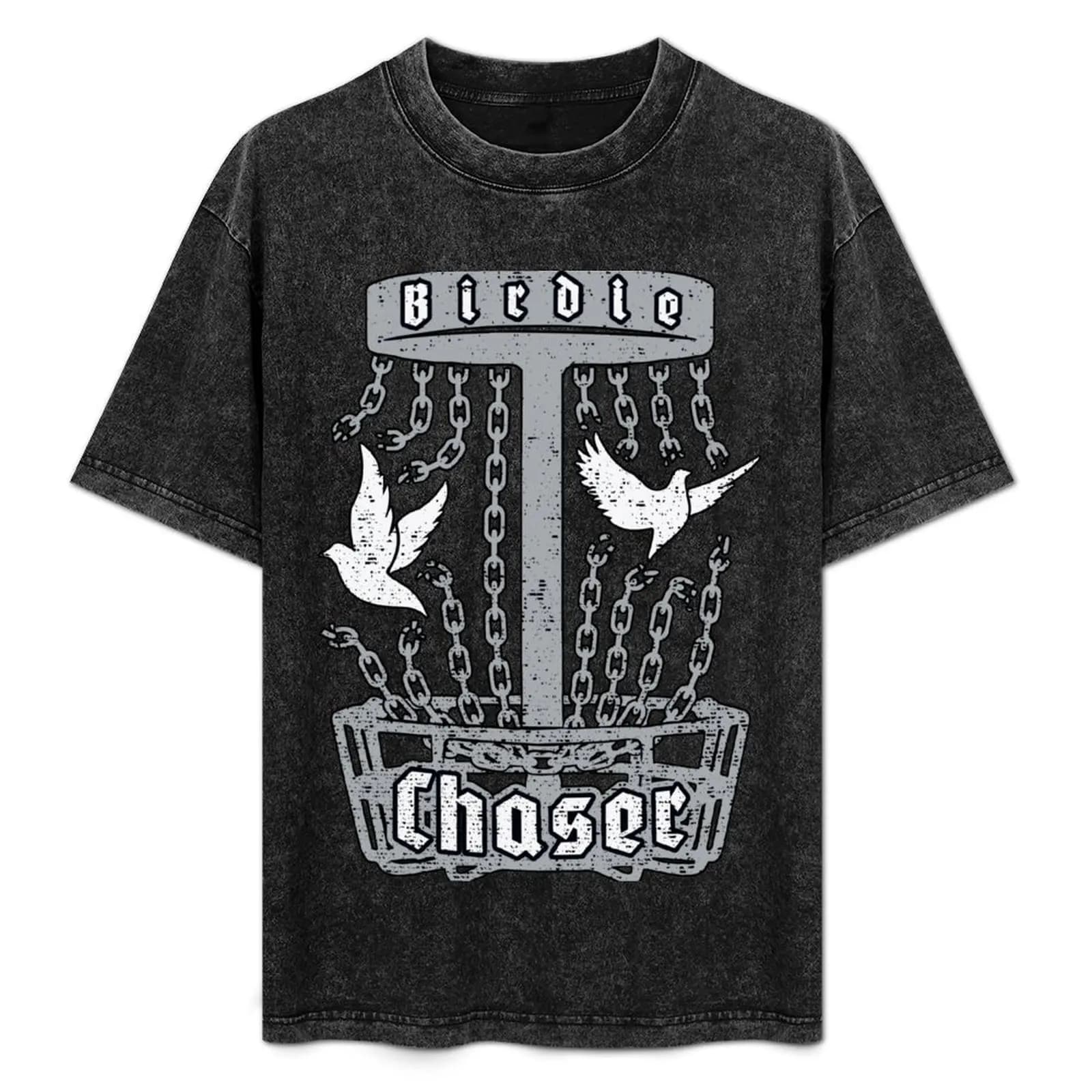 Birdie Chaser Disc Golf Frolf Doves Breaking Basket Chains T-shirt Sportiva Attiva a Maniche Corte in Cotone