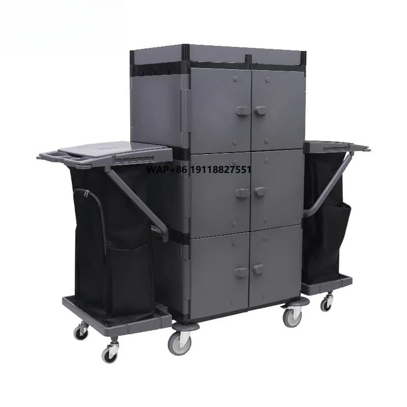 High Capacity Hospital Laundry Trolley with Spacing Bags, Cleaning Cart