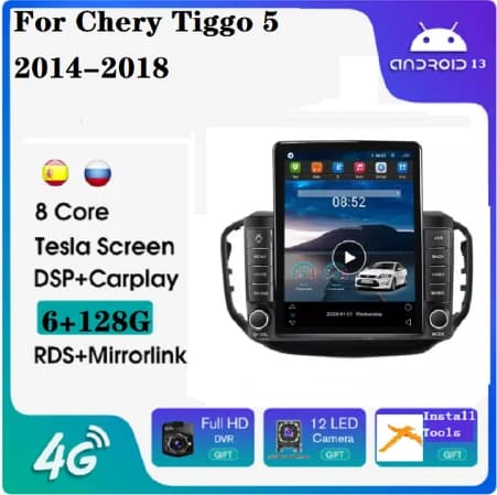 Tesla Android 13 8 + 128G lettore dvd per auto lettore per auto Android Per Chery Tiggo 5 2014-2018 Lettore Dvd per auto radio video Android