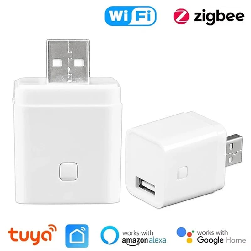 WiFi Tuya Micro USB Adapter, USB WiFi Switch, Intelligent Power Adapter with Timer, Compatible with Alexa, Google Assistant and Smart Life