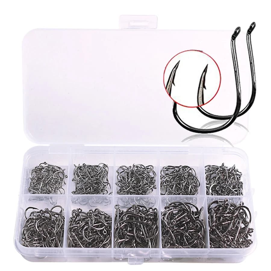 Circle Fishing Hook 500Pcs/Box Size 3-12# Jig Barbed Pesca Portable Fishing Tackle Accessories Sea Fishing Set