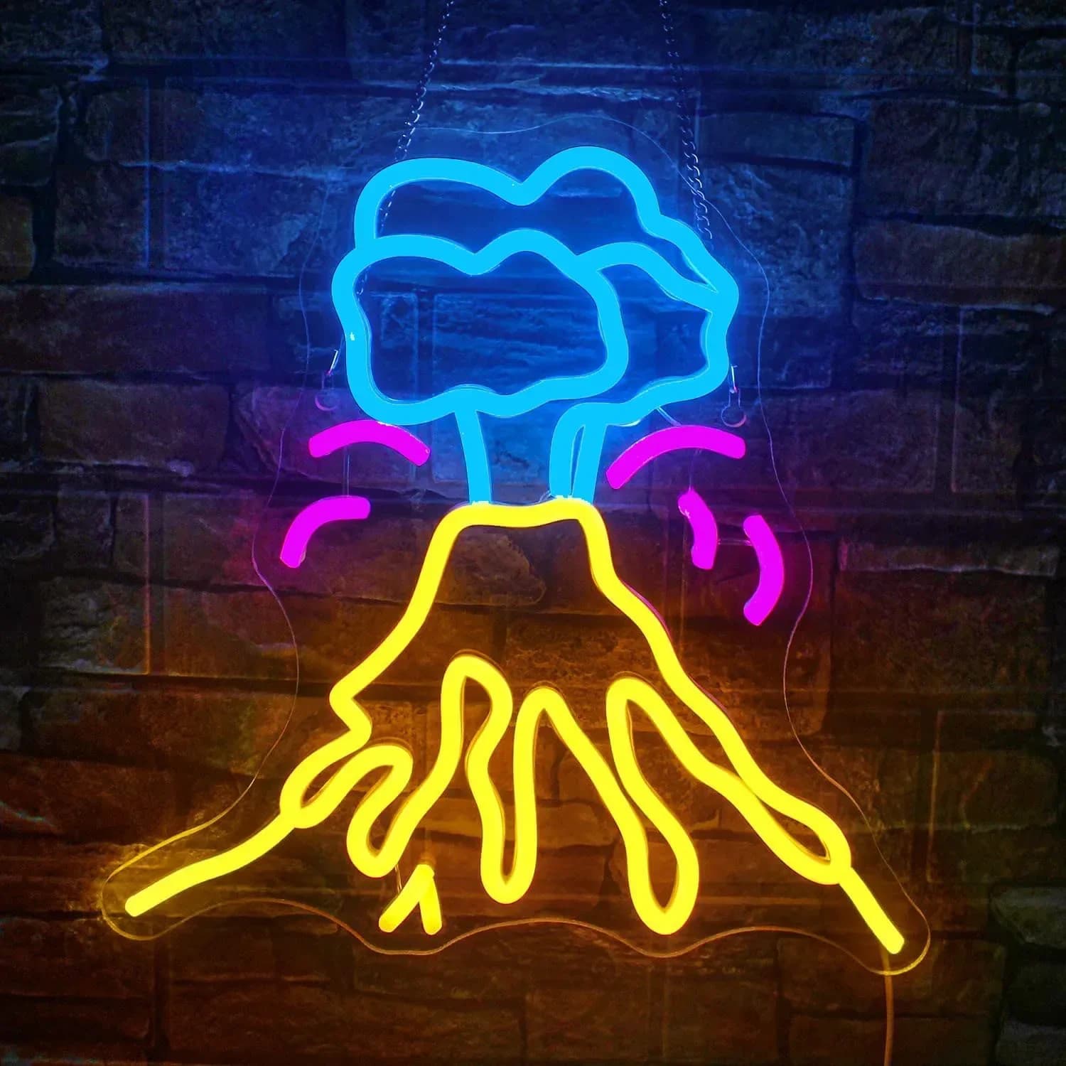 Volcano Neon Sign Fun Neon Sign for Wall Decor USB Dimmable Led Sign for Hotel Led Gamer Neon Sign Game Room Bar Club Decor