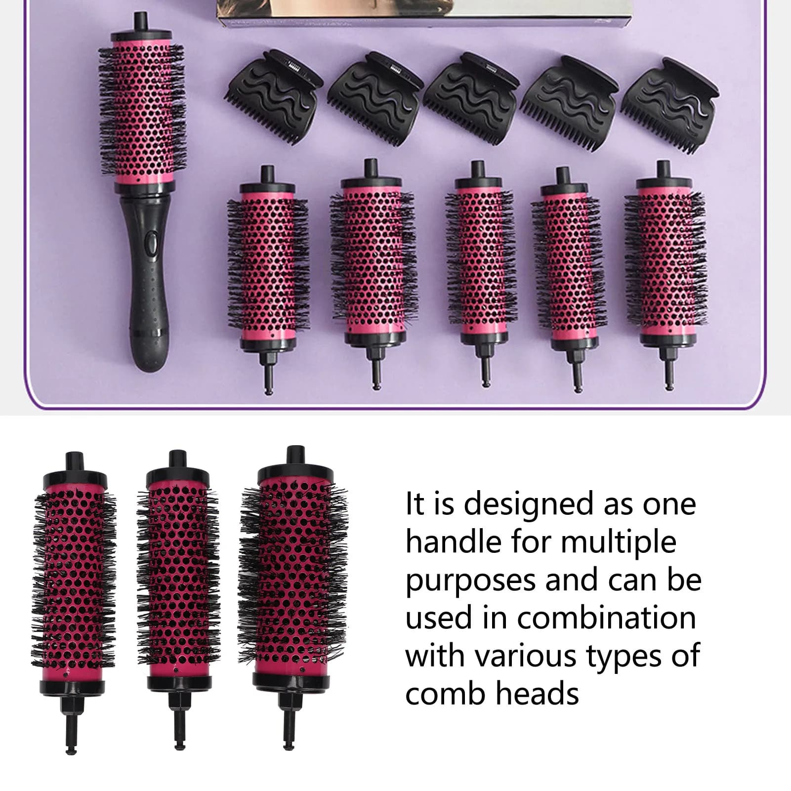 6 pz/set spazzola a rullo per capelli con manico staccabile con clip di posizionamento pettine per bigodino in ceramica di alluminio parrucchiere