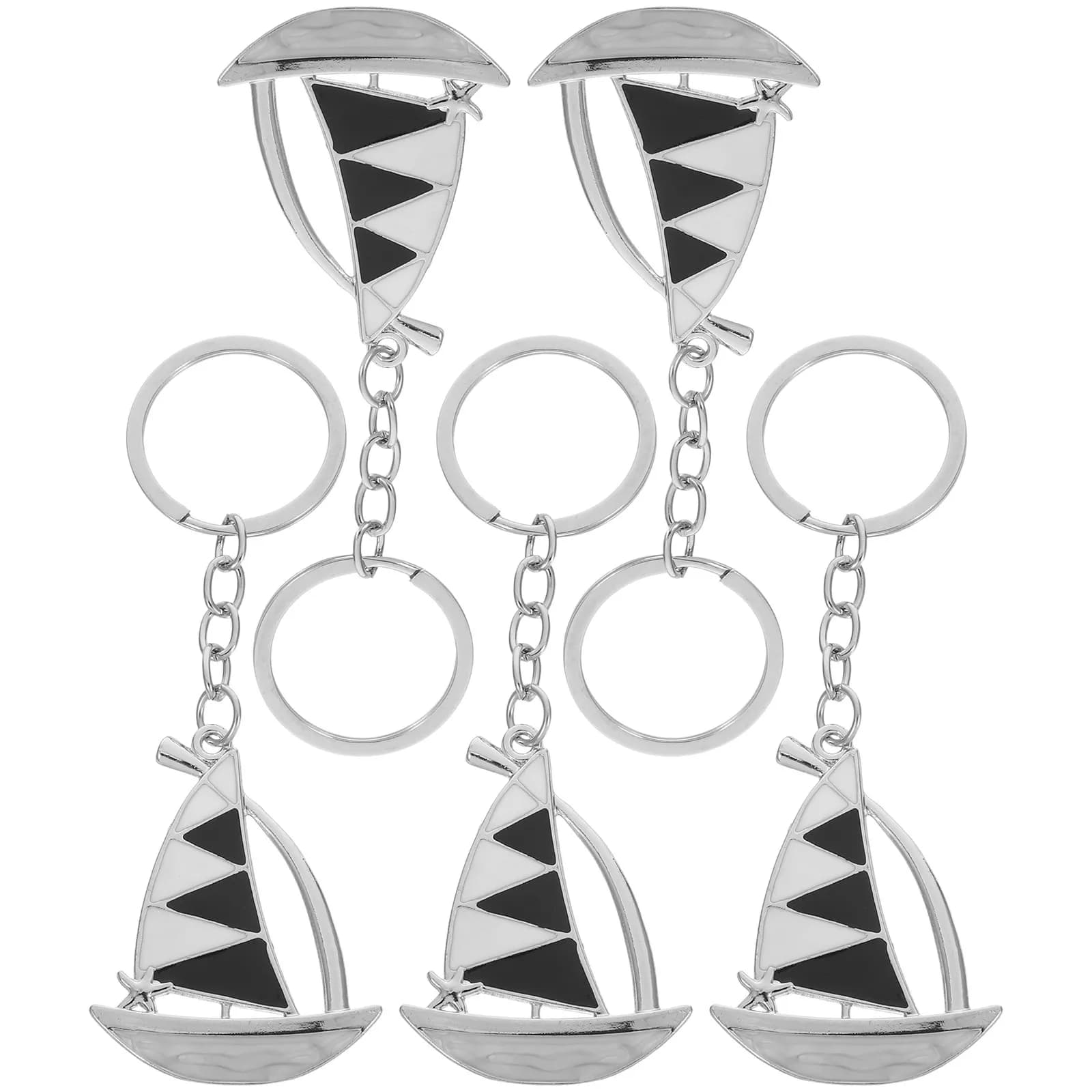 Set di 5 Portachiavi Nautici a Forma di Barca a Vela, Anello Portachiavi in Metallo con Ancora per Amanti della Navigazione, Idea Regalo per Capitani e Marinai, Accessori a Tema Nautico