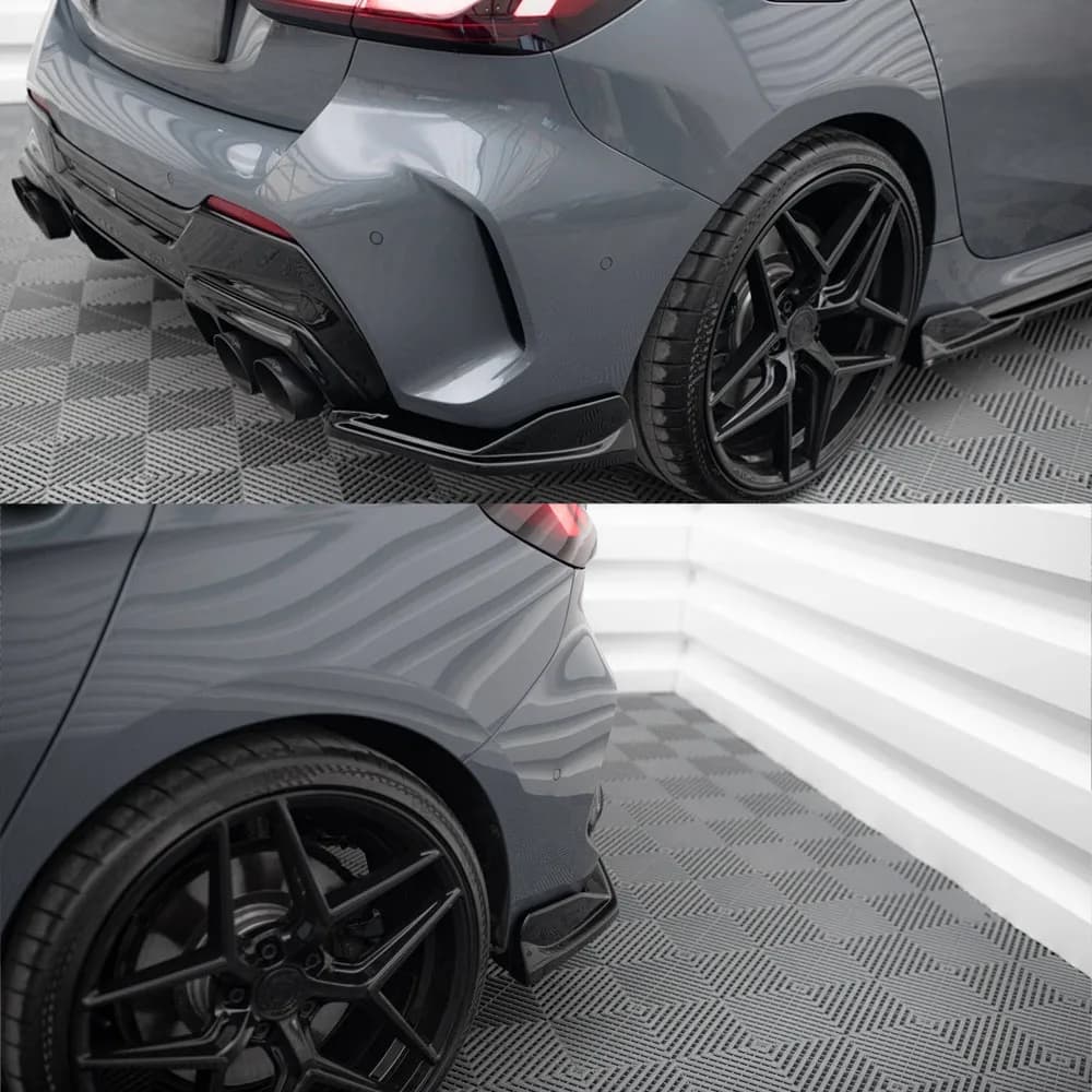 Rear Bumper Side Splitters Diffuser Corner Guard Gloss Black Maxton Style Kit For BMW F40 M Pack M135i 128ti 2019 To 2024 Tuning