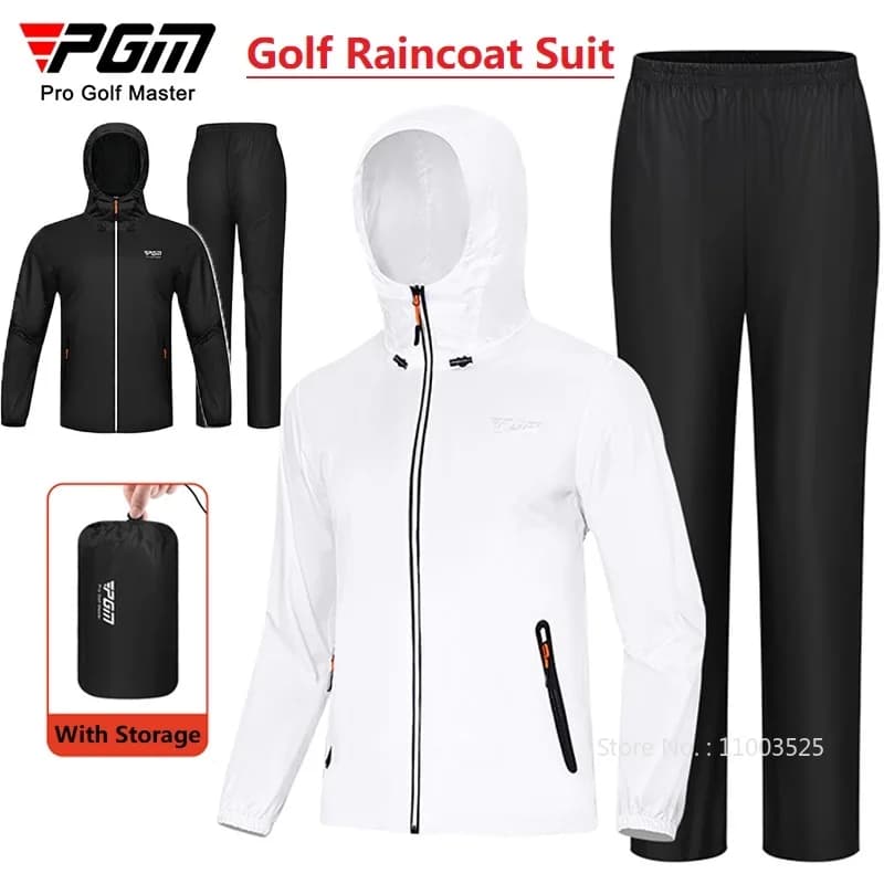PGM Impermeabile e Pantaloni Antipioggia Tuta Unisex Full Body Giacca Prevenzione Pioggia Donna Uomo Impermeabile Diviso con Cappuccio Pantaloni Lunghi da Golf