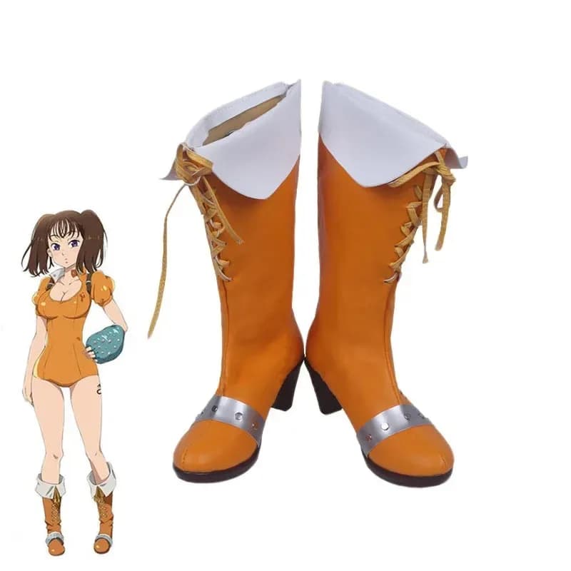 Anime I Sette Peccati Capitali Serpente Sin Of Envy Diane Scarpe Lady Moda Quotidiana Stivali Primaverili Arancione Parrucca Cosplay 5;c,8'z,6.k;