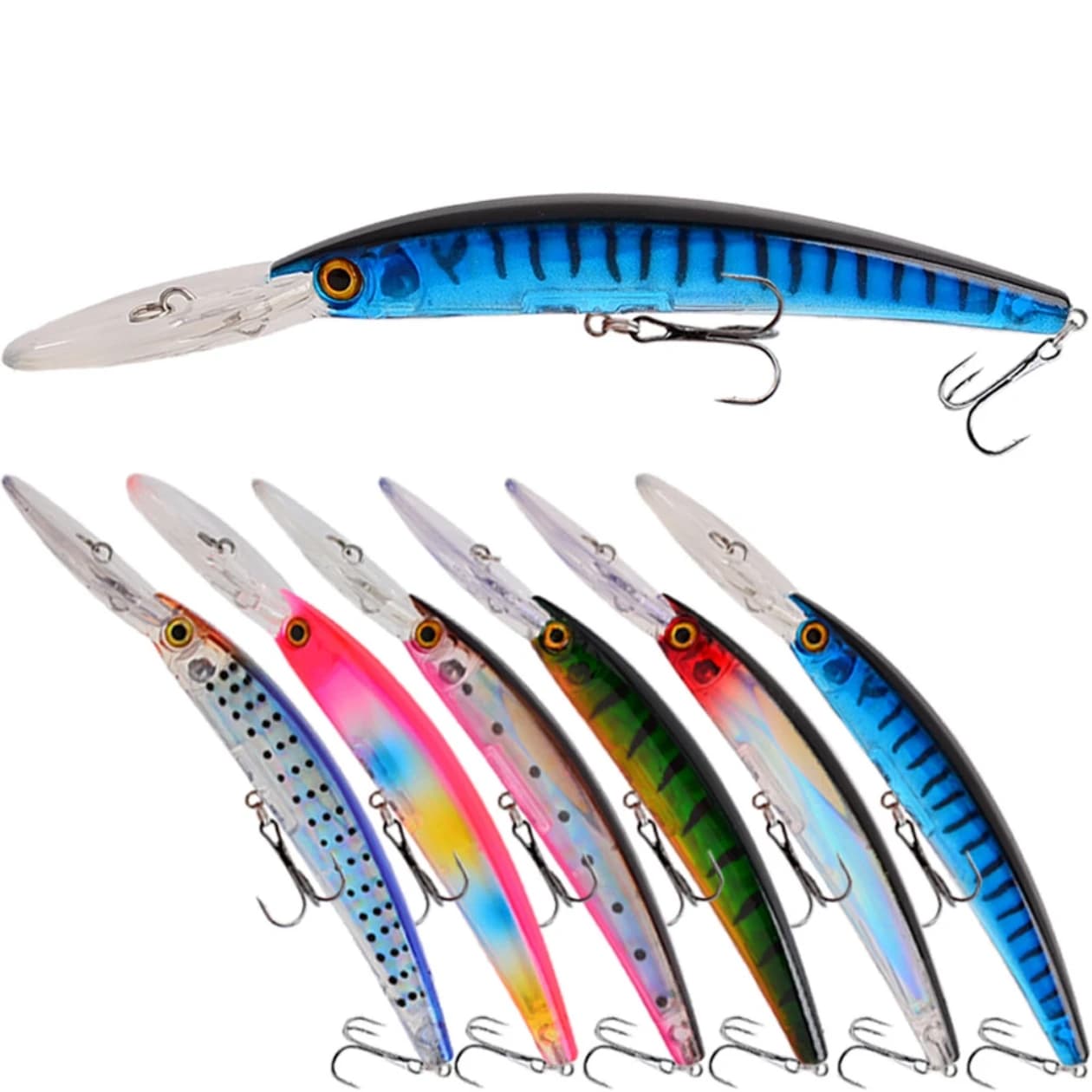 6pcs Minnow Artificial Bait Kit 18cm/24g 3D Eyes Artificial Bionic Swing Hard Bait Tackle