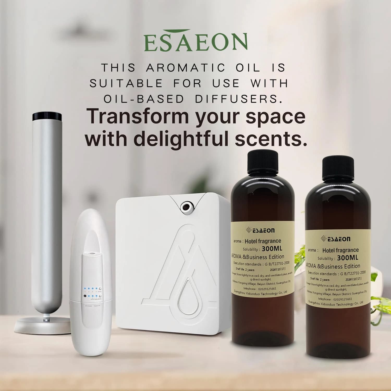 ESAEON 300ml (10.15 fl.oz) Olio Essenziale Green Encounter/Hilton - Liquido di Ricarica per Diffusore, Olio Profumato per Hotel