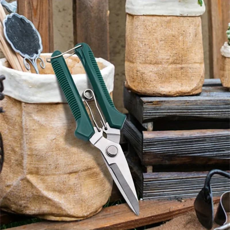 Power Scissors with Straight Head 190mm, Stainless Steel, Non-slip Handle, for Gardening and Bonsai