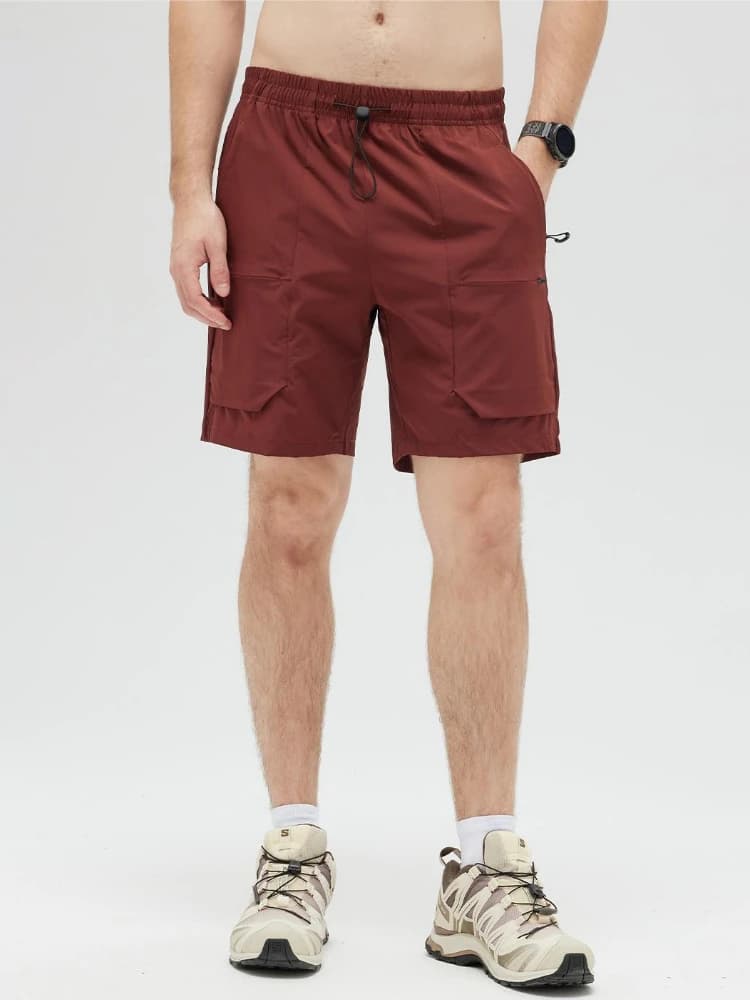 Pantaloncini Cargo da Uomo Tinta Unita con Tasche, Vita con Coulisse, Funzionali per Corsa e Sport all'Aperto, Asciugatura Rapida e Traspiranti