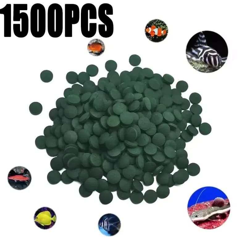 100-1500 Pezzi Compresse di Spirulina ad Alta Purezza, Alimento per Pesci e Gamberetti Rossi Cristallini, Specifico per Acquari