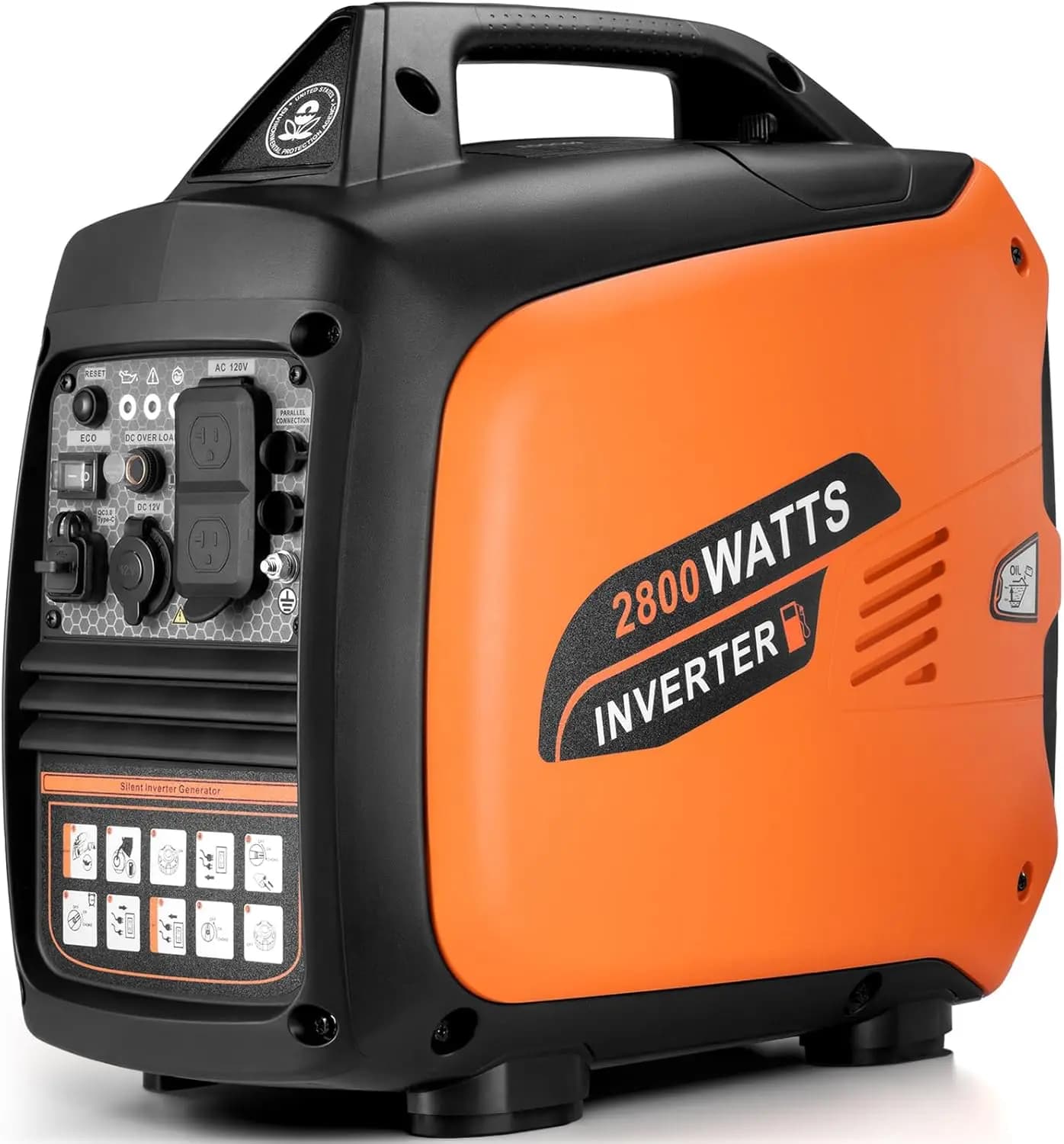 Generatore Inverter Portatile da 2800 Watt, Generatori a Gas per Uso Domestico, Campeggio, Super Silenzioso per Emergenze e Backup Domestico