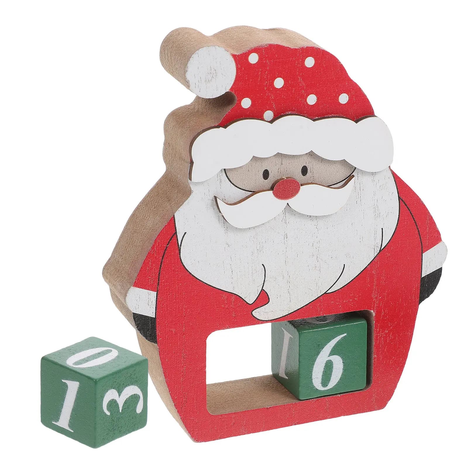 Calendario da Tavolo Decorativo in Legno con Blocchi Conto alla Rovescia per l'Avvento di Babbo Natale, Decorazioni Natalizie per Interni