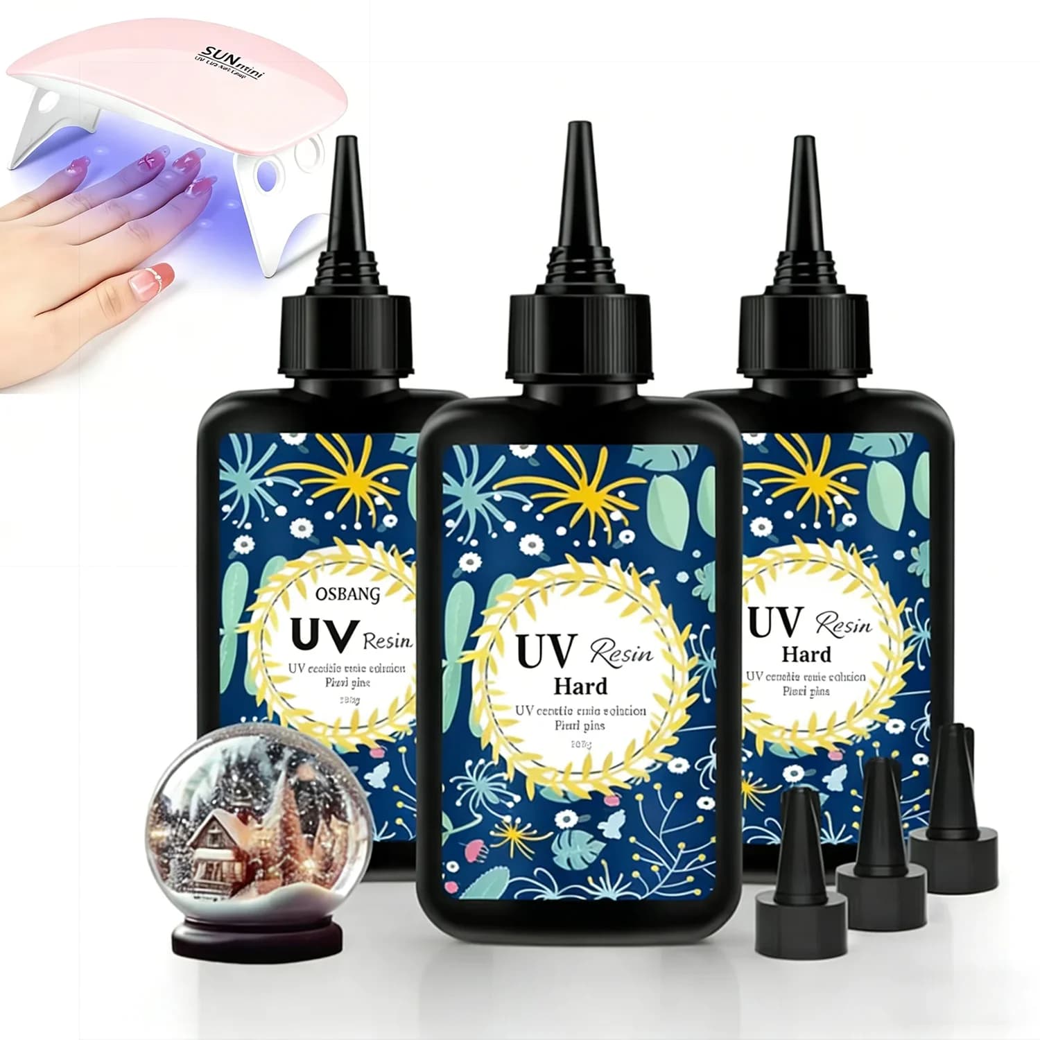 Resina UV Cristallina, Resina Epossidica Ultravioletta Sottile, Kit UV a Rapida Polimerizzazione e Basso Ritiro per Artigianato, Creazione di Gioielli, Colate
