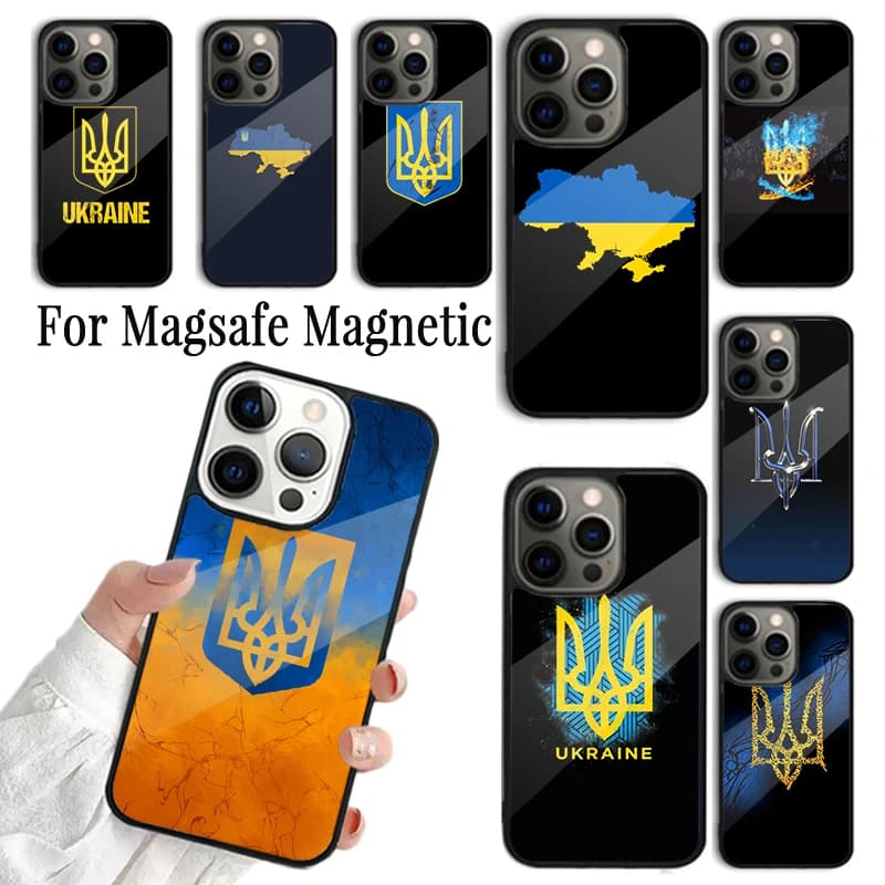 Cover per telefono a forma di cuore Ucraina Gratuita per iPhone 17 16 15 14 13 12 11 Pro Max Plus Magnetica per Magsafe