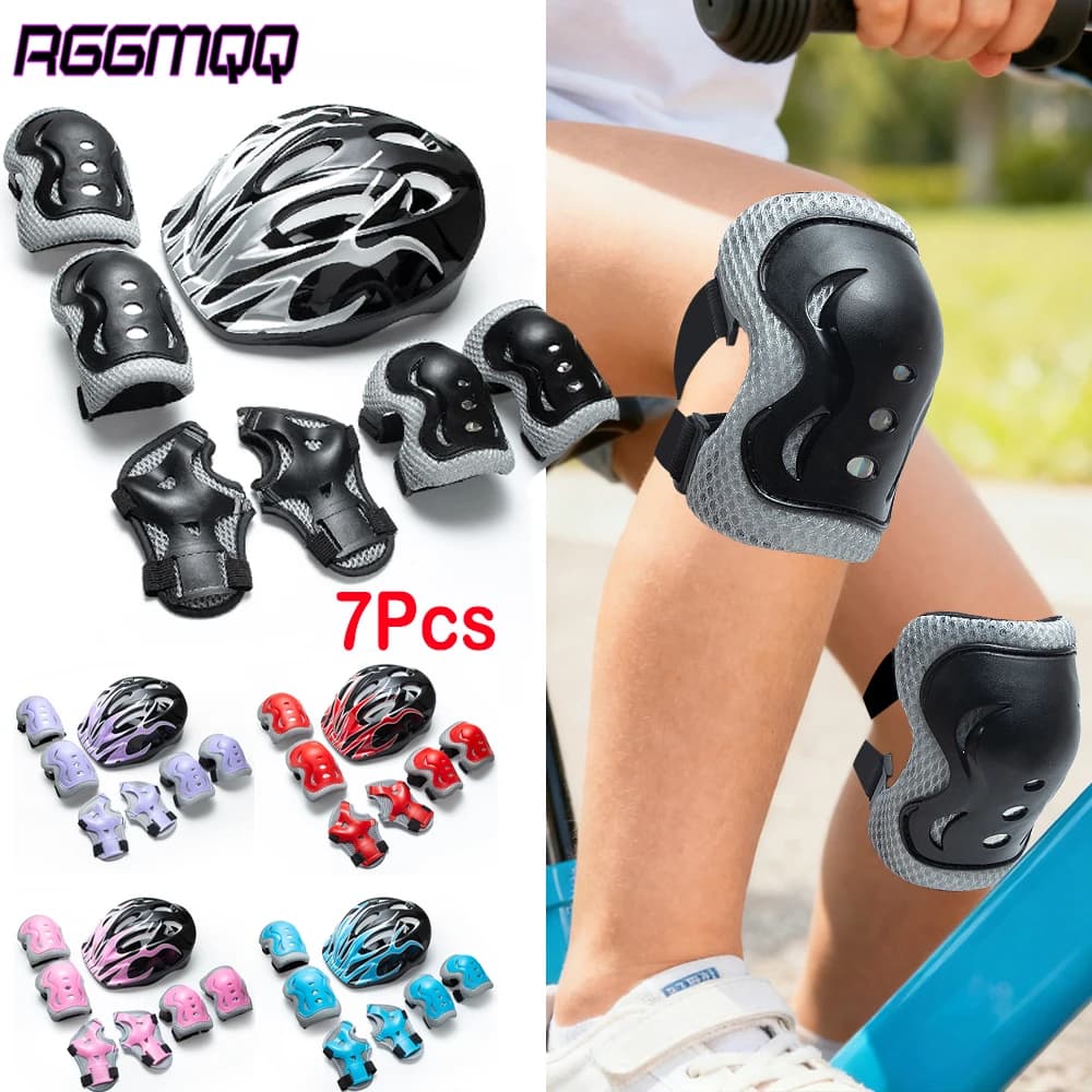 7 pezzi/set bambini dai 3 ai 10 anni con protezione per il polso e ginocchiere gomitiere equipaggiamento protettivo regolabile per scooter da ciclismo pattinaggio per bambini