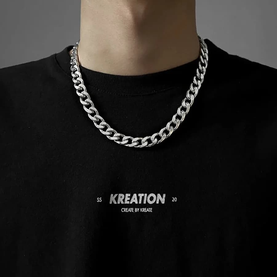 Necklace pendant men's simple and versatile Cuban lanyard design hip hop punk pendant trend collarbone dancing accessories