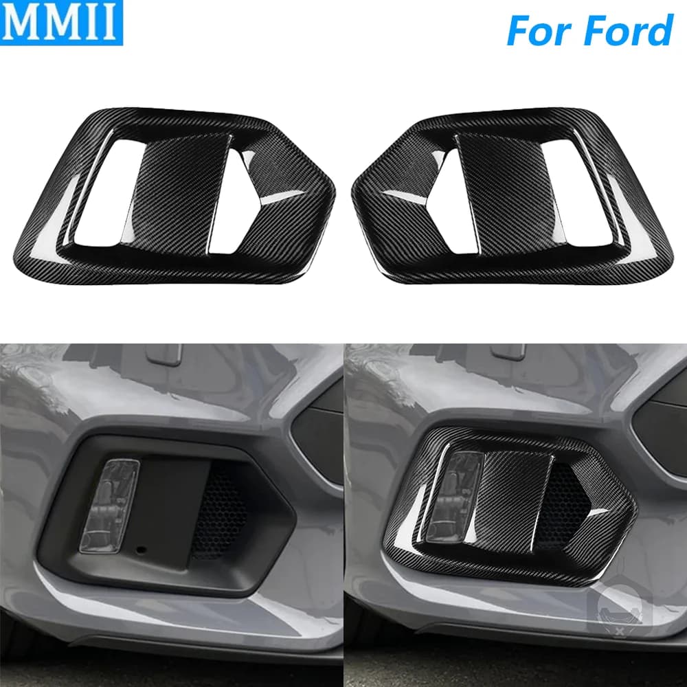 For Ford Focus RS 2015-2018 Real Carbon Fiber Buckle Front bumper Air Suction Grid Vent Decorative Cover Panel Car Accessories