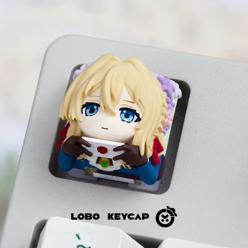 3D Resin Keycap in Violet Evergarden theme, Creative and Cute, for Mechanical Keyboard with Crossed Axis, Gift for Girls