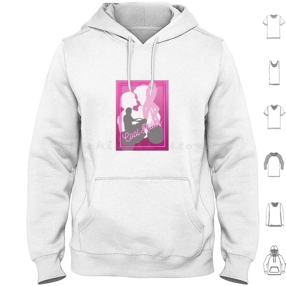 Felpa con cappuccio Cool Rider Silhouette Art in cotone a maniche lunghe Cool Rider Grease Grease 2 Pink Ladies Movies 80s Pop Culture