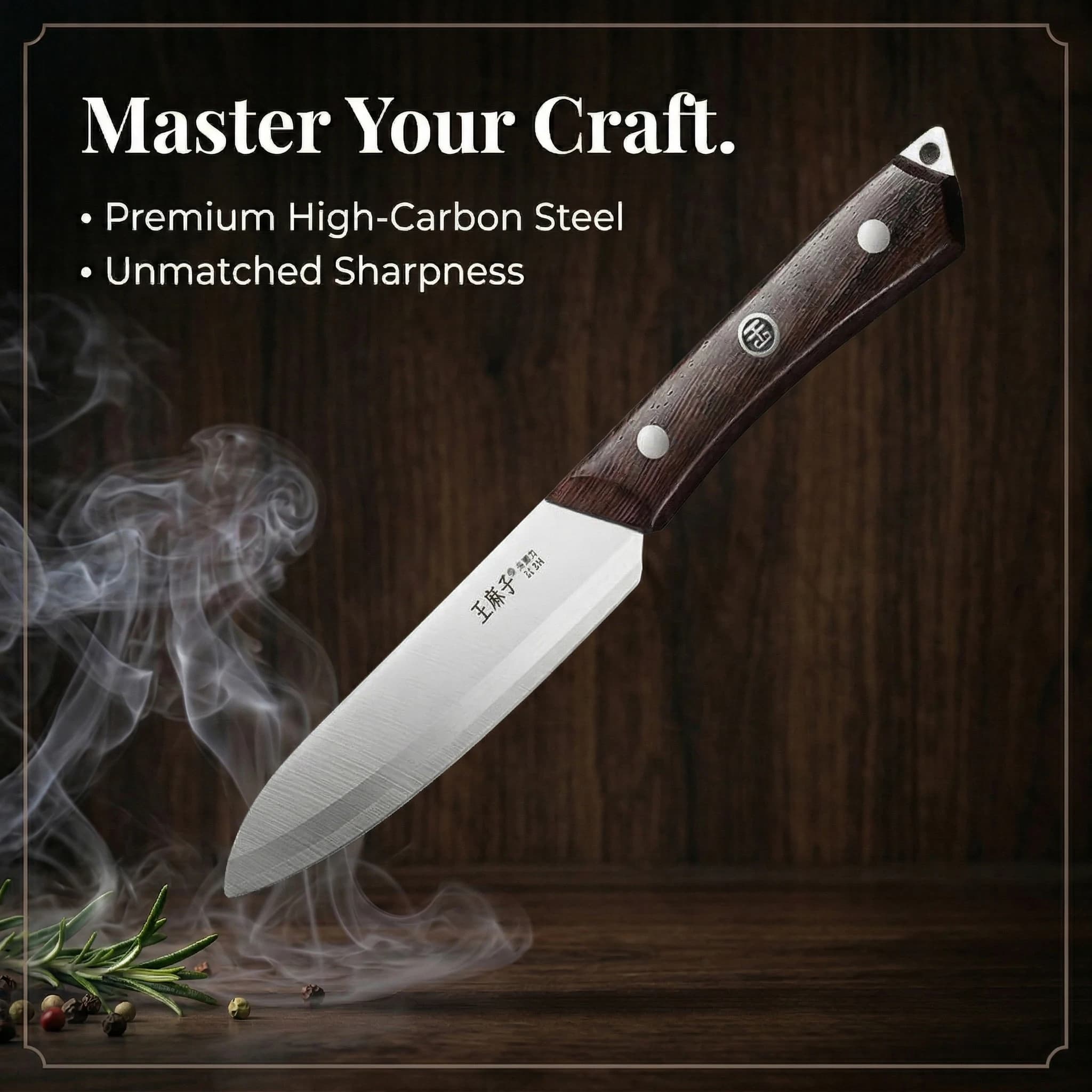 WANG MAZI New Multipurpose Knife, Premium Stainless Steel Kitchen Knife 30CR13, Multipurpose Fruit Knife with Wood Handle