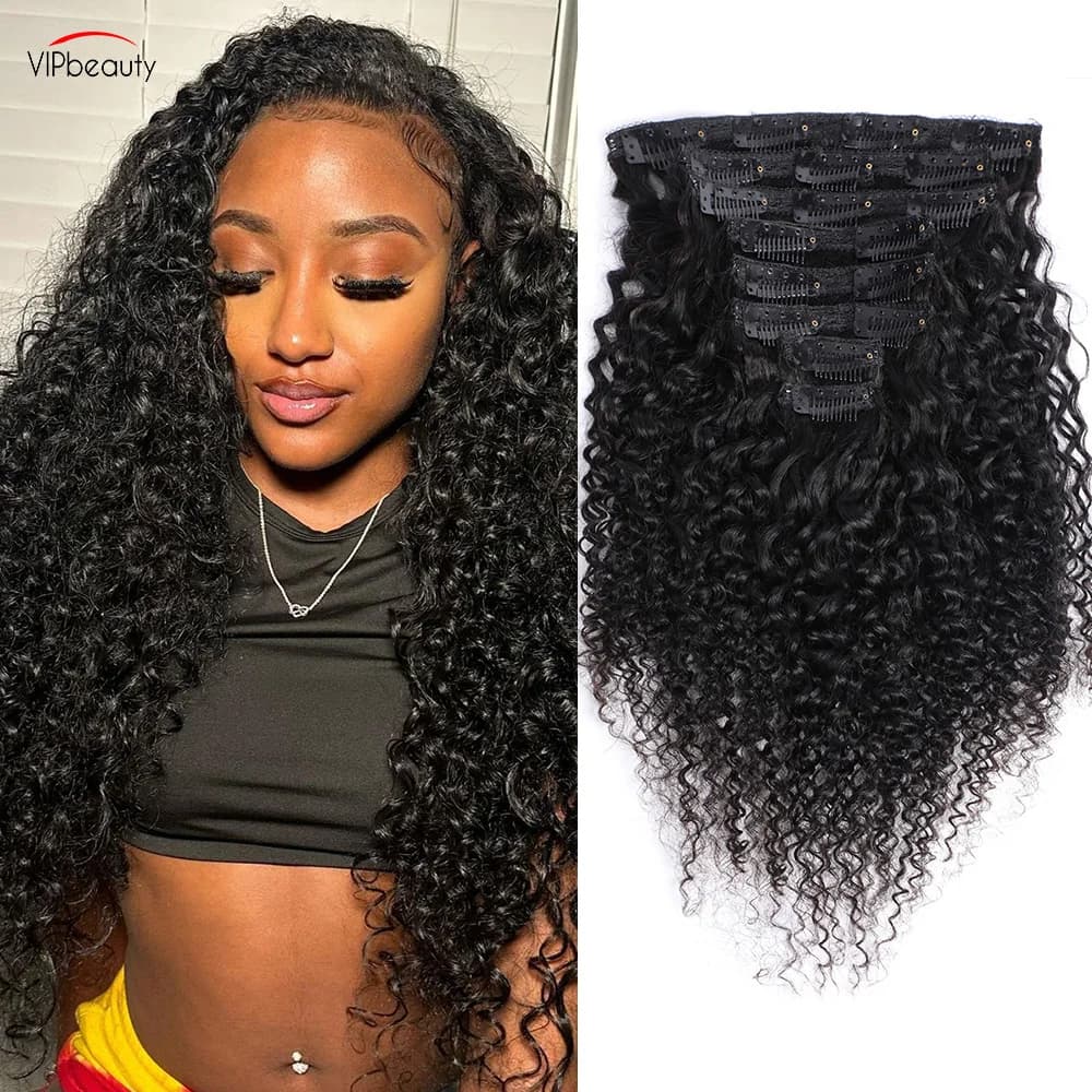 Alibele Testa Completa Capelli Umani All'ingrosso Nero Naturale Afro Crespo Riccio Clip Ins Capelli Umani Facile da Installare Clip nelle Estensioni Dei Capelli